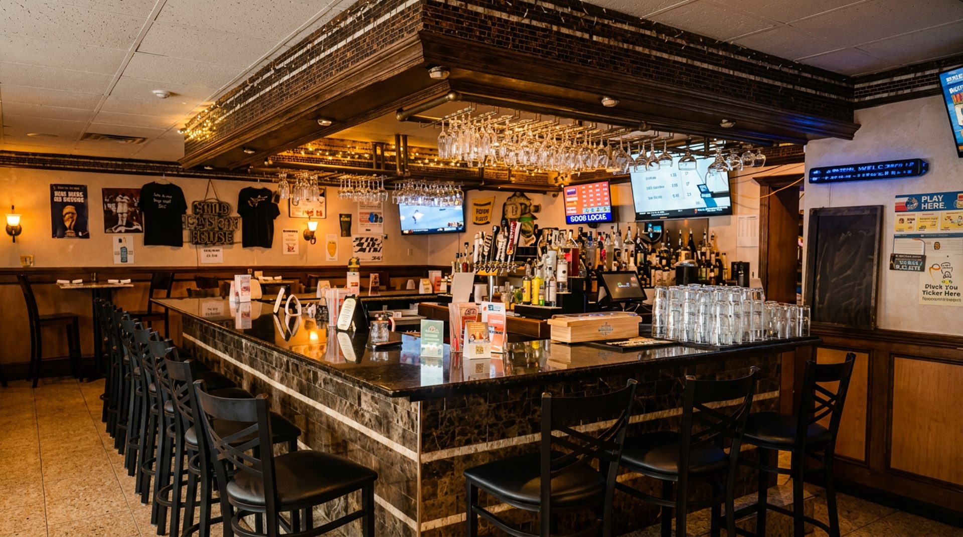 Happy hour, Wing Night, and Saturday Raw Bar